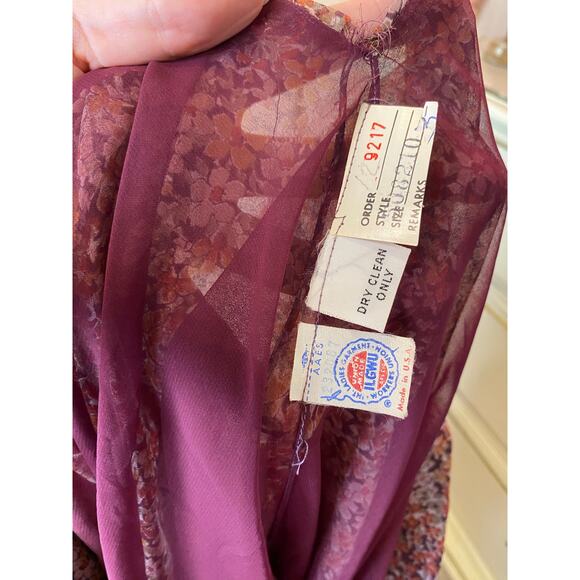 vintage 1970s rust chiffon maxi skirt high waist accordion pleat full boho 27 s - Picture 10 of 11